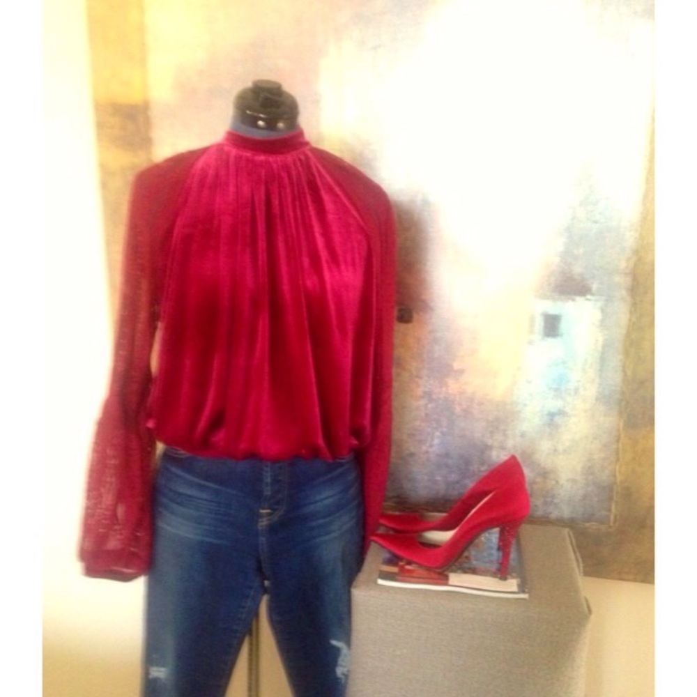 Free People Velvet & Lace Top